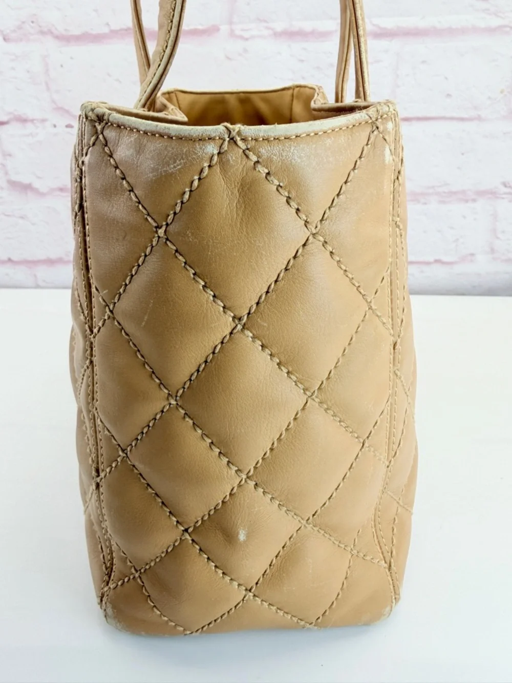 CHANEL Quilted Wild Stitch Tan Calfskin Leather Tote - Picture 7 of 16